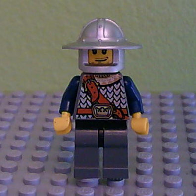 LEGO Minifigure-Fantasy Era - Crown Knight Scale Mail with Chest Strap, Helmet with Broad Brim, Smirk and Stubble Beard-Castle / Fantasy Era-CAS336-Creative Brick Builders